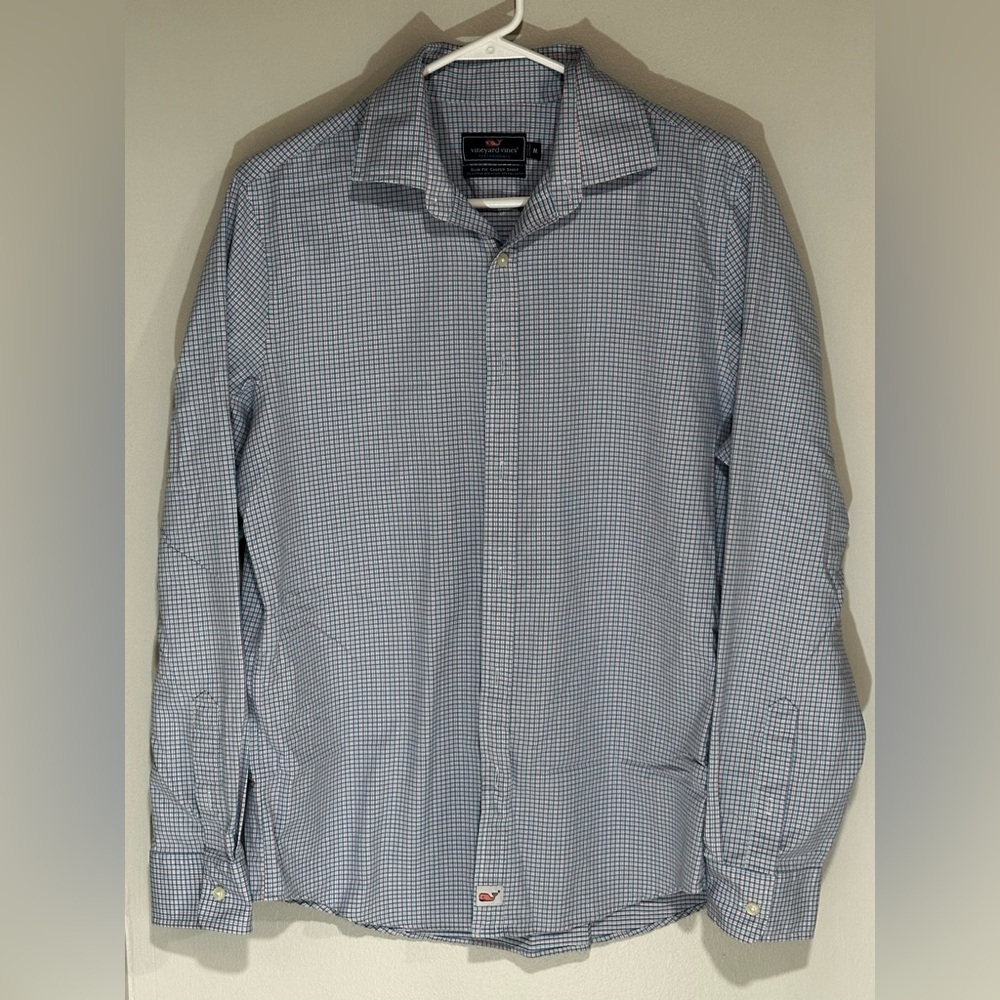Vineyard Vines. Men's Performance Blue Checkered Shirt. Slim Fit Cooper. Size M.